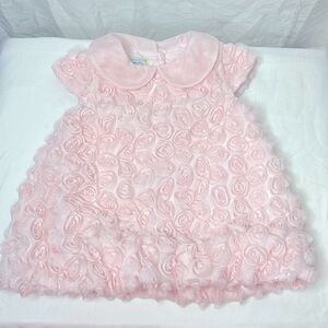 MARMELLATA soft pink short sleeve girls dress of soft roses. Size 18 month.